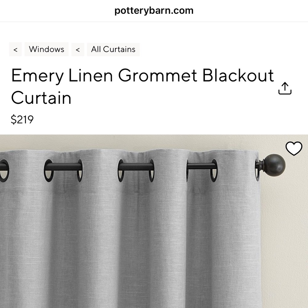 2 Pottery Barn Light Gray Curtain Panels